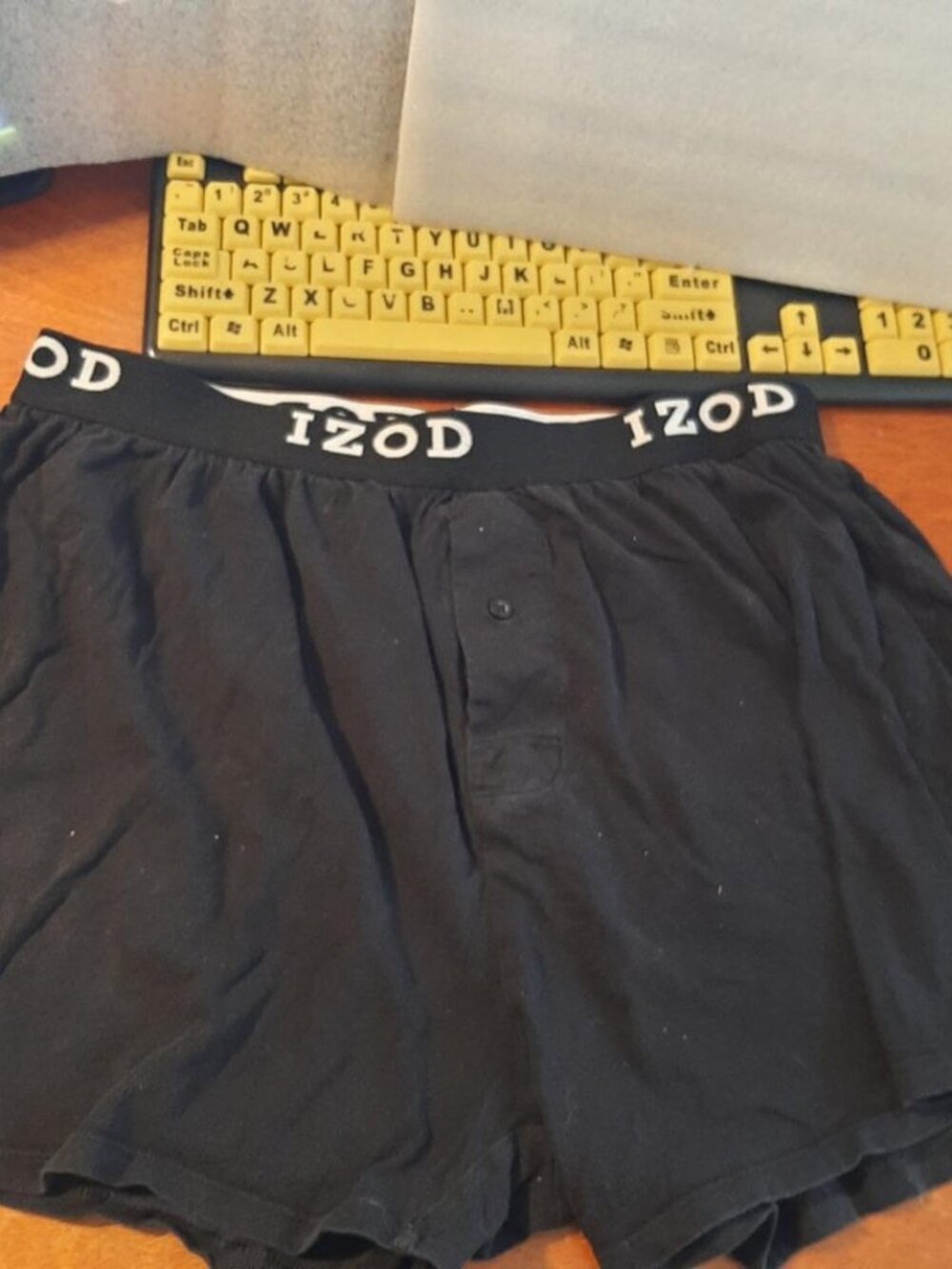 Izod Men Boxer Short Performance Knit Cotton Boxer Black Size XL/XG Worn Once